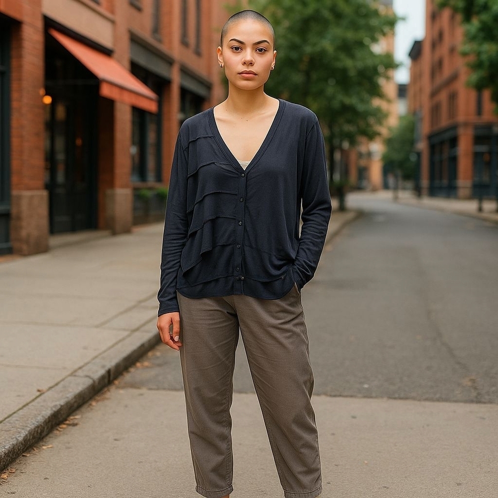 CLU Hemp & Silk Mixed Media Elegant Contemporary Cardigan